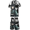 thumbnail image 3 of Demon Slayer Muichiro Tokito Boys Girls Short Sleeve Mesh T-Shirt And Shorts Outfit Set Summer Clothes Set for Kids, 3 of 8