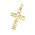 thumbnail image 3 of JewelStop 14K Yellow Gold with Finish Diamond Cut/Textured Vine Cross Pendant-45mm X 25mm, 3 of 5