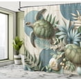thumbnail image 2 of Ambesonne Turtle Shower Curtain, Mid Century Modern Marine, 69"Wx84"L, Peacock Green and Blue Grey, 2 of 4