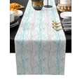 thumbnail image 2 of Teal Grey Branch Cotton Linen Small Table Runner 13 x 60 inch Spring Summer Pastoral Botanical Non-slip Rectangular Dining Table Decor for Wedding Party Holiday Dinner, 2 of 8