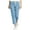 Blue, variant on LEAVINGSUO Cargo Pants Women Plus Size Womens Fashion Women's Casual Drawstring Elastic Waist Cotton Linen Nine-quarter Pants Black S