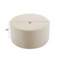 thumbnail image 3 of Christopher Knight Home 30" Velvet Upholstered Round Ottoman, Wood Frame, Cream, 3 of 6