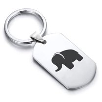 Stainless Steel Elephant Good Luck Charm Dog Tag Keychain Circle Ring