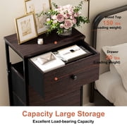 GUNAITO 5 Drawer Dresser for Bedroom Tall Narrow Chest of Drawers Fabric Storage Dresser for Adults,Brown