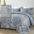 thumbnail image 3 of Visimisi 100%Cotton Reversible Patchwork Bedspread Quilt Set 3 Pieces Coverlet Set, Blue Rose Floral Bedspread, Queen Size, 3 of 10