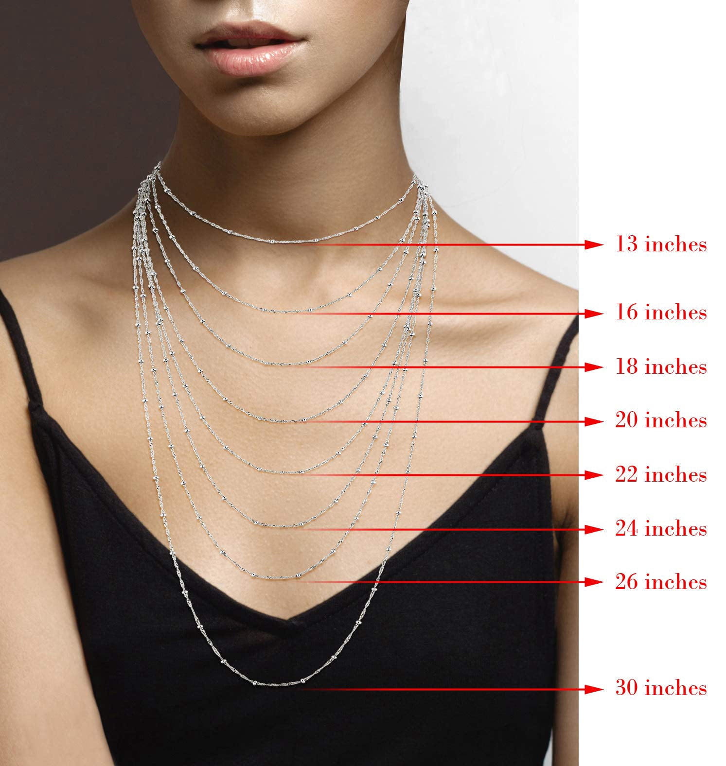 Miabella Italian 925 Sterling Silver Singapore Bead Chain Station Necklace for Women, Made in Italy (24 Inch)
