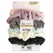 Scunci The Original Scrunchie Hair Ties in Soft Velour, Assorted Pastels and Black, 6 Ct
