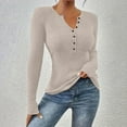 thumbnail image 4 of WMTSBSRW Women's Ribbed Knit Henley Shirts Fall Long Sleeve Half Button Blouse Dressy Casual Comfy V Neck Tunic Sweaters Solid Silm Fitted Undershirts, 4 of 7