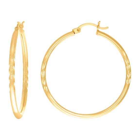 10k Yellow Gold Womens Round Tube Hoops Earrings 41x33.2mm Wide Hoop Earring for Women - 2.8 Grams