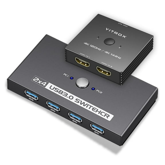 USB 3.0 Switcher 2 Computers   HDMI Switch 4K 120Hz 2 in 1 Out