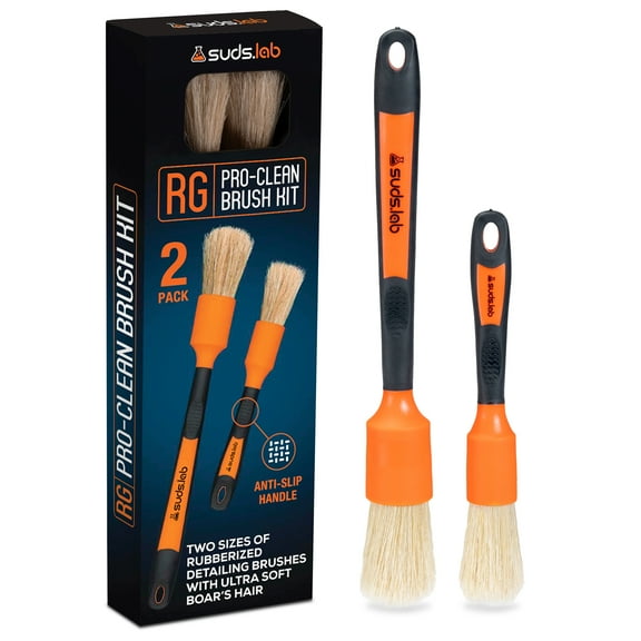 Suds Lab Premium Rubberized Detailing Brush Set – 2-Pack for Cars, Bikes, and Hard-to-Reach Spots