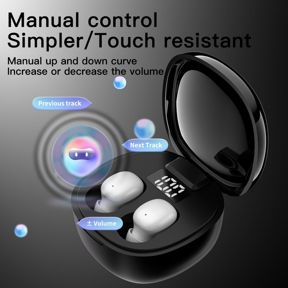 Small Mini Invisible Earbuds Wireless Bluetooth for Small Ears, Low Profile Tiny Discreet Hidden Sleeping Earbuds for Work Sleep, Invisible Headphones Buds (Black)