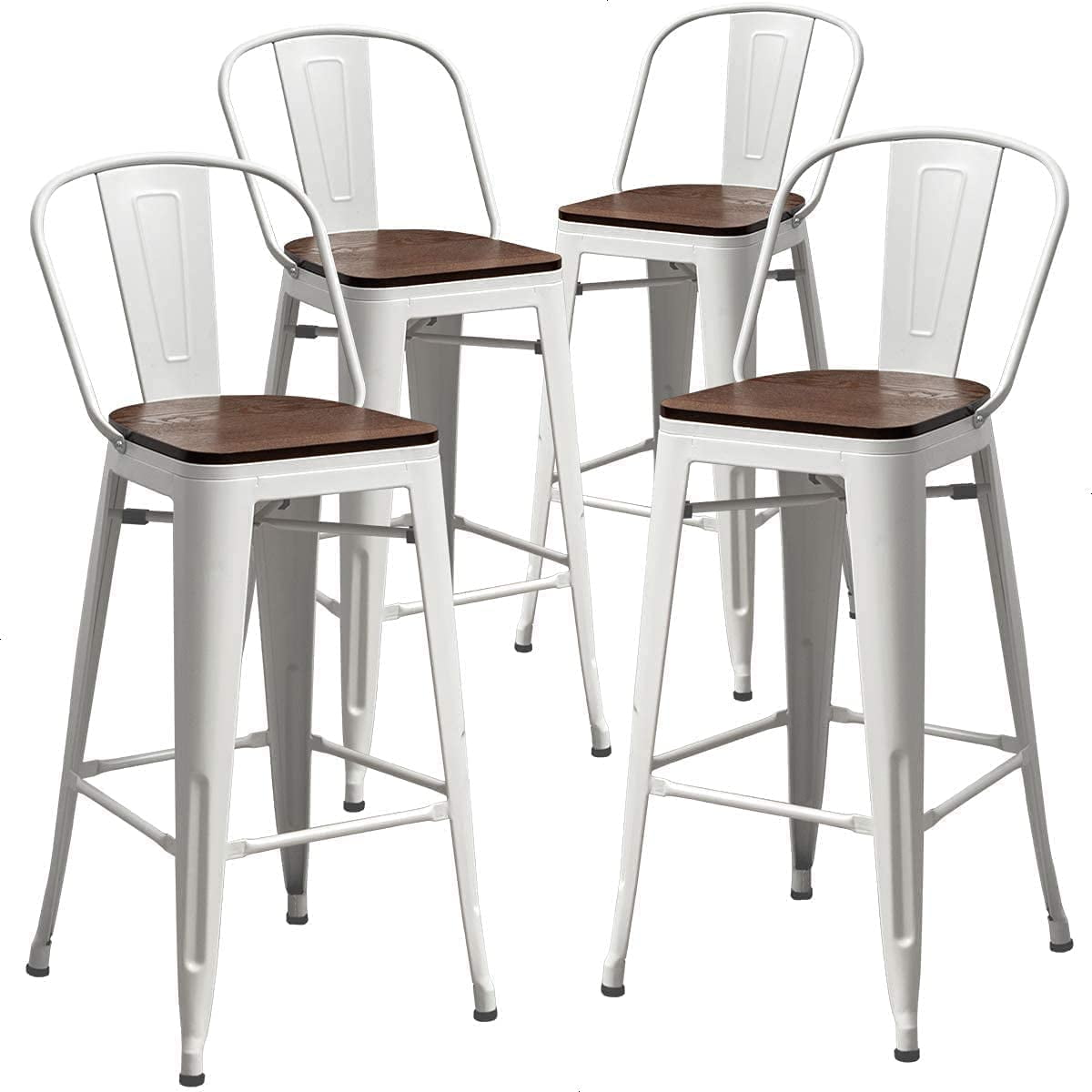 Andeworld Swivel Metal Bar Stools with Backs Counter Stools Set of 4