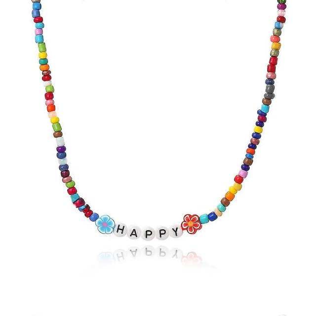 Handmade Rainbow Choker Sweet Colorful Beaded Necklace Clavicle Chain Necklace--HAPPY-Product code 55663 KISS