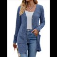 thumbnail image 2 of Cárdigan de Otoño para Mujer, de Punto Suave, de Larga, Abierto Al Frente y con Bolsillos. Azul S, 2 of 8