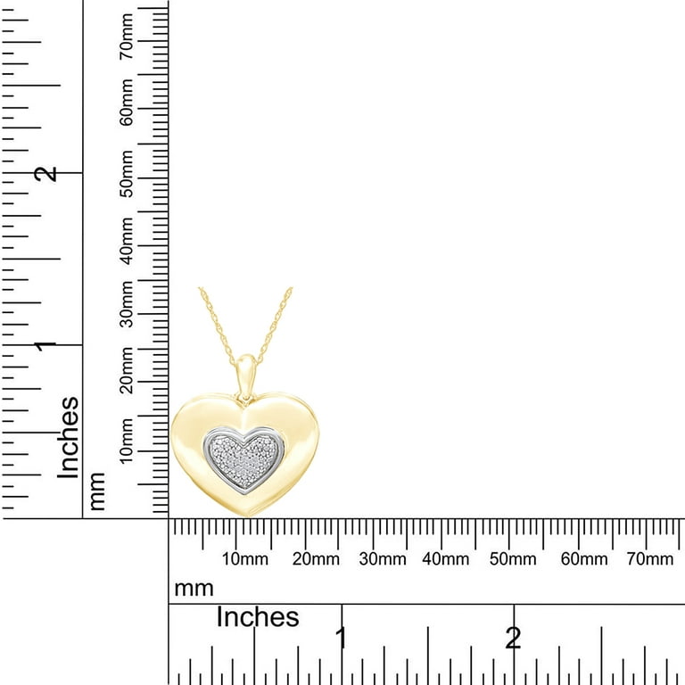14K Yellow Gold-Filled Diamond 20mm Heart Locket Pendant Necklace, w/18-inch Chain