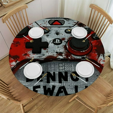 

Orinice Video Game Controller Round Table Cover Stain Resistant Washable Indoor Outdoor Tablecloth Kitchen Dining Wedding Parties Waterproof Fabric 100% Polyester Fiber 38-42