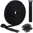 thumbnail image 1 of Organizador de cables ajustable, bridas de nailon reutilizables para almacenamiento y gestión, correas de velcro multiusos de 5 m, 25 hebillas de metal incluidas, 1 of 7