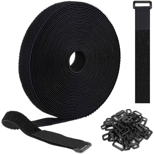 Organizador de cables ajustable, bridas de nailon reutilizables para almacenamiento y gestión, correas de velcro multiusos de 5 m, 25 hebillas de metal incluidas