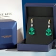thumbnail image 5 of Gem Stone King 19.19 Cttw 925 Silver and 10K Yellow Gold Green Nano Emerald White Moissanite and White Lab Grown Diamond Earrings for Women | Gemstone Birthstone | Pear Shape 18X13MM, 5 of 6