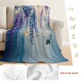 thumbnail image 5 of Spring Blooms Botanical Blanket Soft Cozy Warm Throw Blanket for Couch, Plush Fuzzy Flannel Fleece Blankets for Sofa, Purple Blue Eucalyptus Bed Blankets Lightweight Gifts for Women, 40"x60", 5 of 9