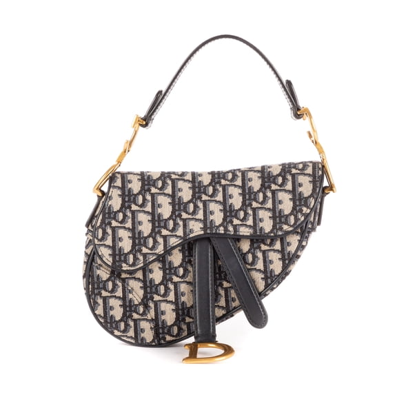 Pre-Owned Dior Navy Saddle Pouch Shoulder Bag Oblique