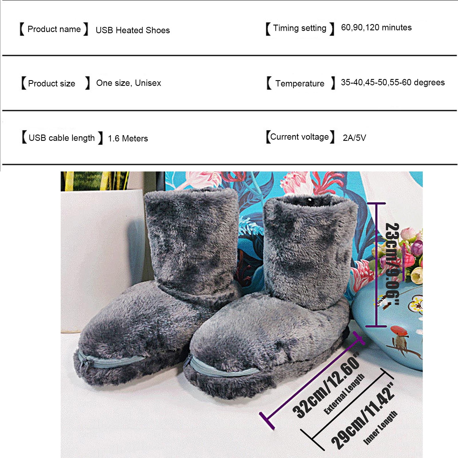 DPTALR USB Heated Slippers Heated Feet Warmer Winter Office Heating Shoes  Plug Electric Heating Boots Feet Warm Plush Indoor Comfy Slippers -  Walmart.ca