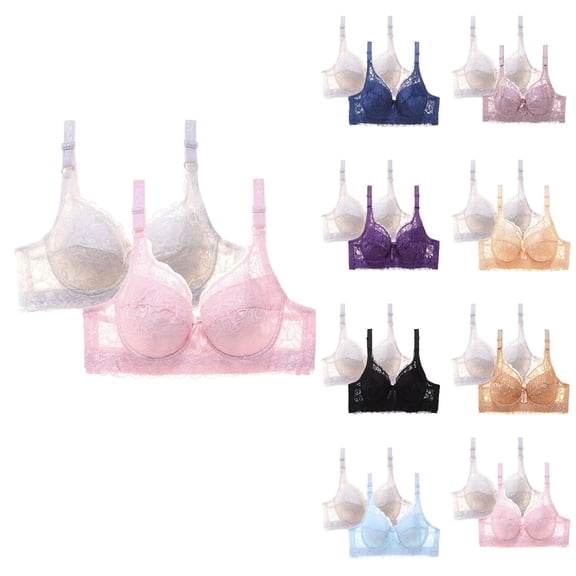 Agkizg Underwire Push Up Bra Side Smoothing Breathable Full Support Everyday Wear Bralette,2-Pack (Women's or Women's Plus)