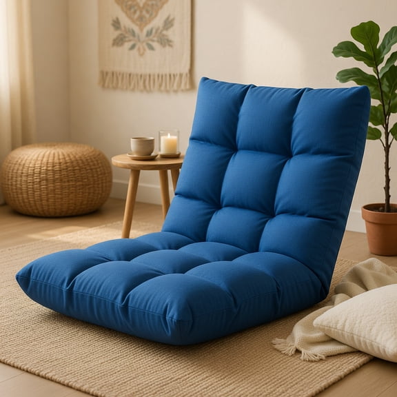 Topcobe 14-Position Adjustable Folding Lazy Gaming Sofa, Single Sofa Bed for Living Room Bedroom Balcony, Folding Sleeper Sofa Chair Bed Floor Mattress Floor Couch, Blue