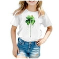 thumbnail image 4 of Baby Girl Tops Graphic Print Crew Neck Short Sleeve T Shirts Loose St Patricks Day Back To School Shirt Clothes For Girls White,160(12-13 Years), 4 of 4