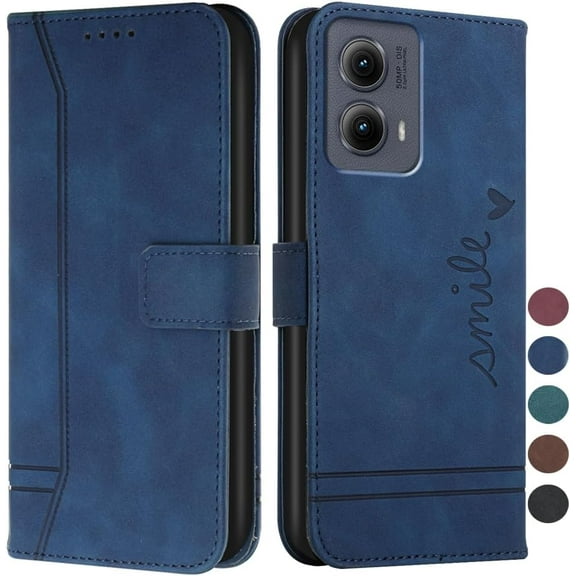 Case for Moto Edge 5G 2024 Case Wallet with Card Holder Leather Flip Case,with Kickstand Magnetic Full Protection Phone Case for Motorola Moto Edge 5G 2024 Smile Blue
