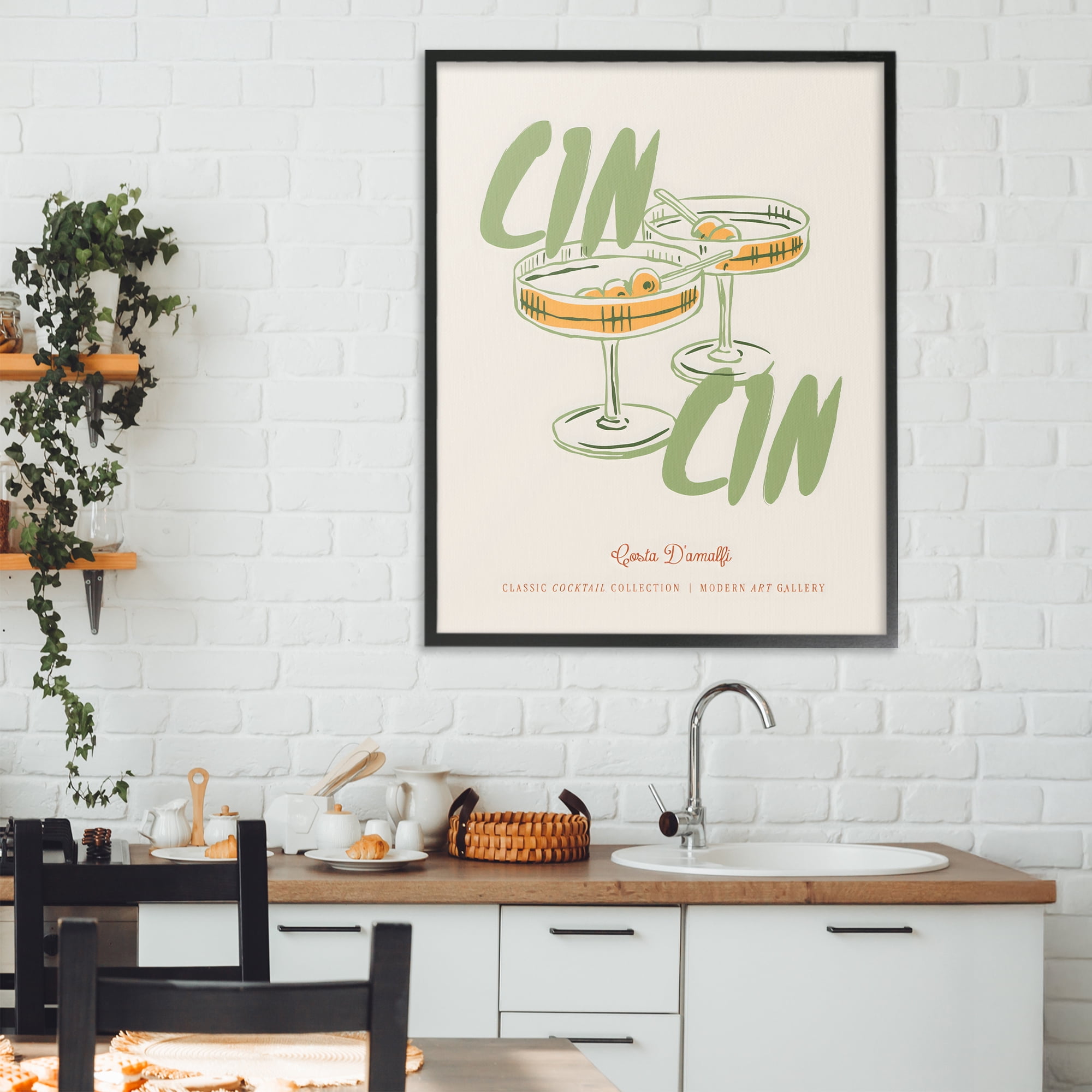 Stupell Industries Cin Cin Amalfi Cocktail Black Framed Giclee Art, design by The Prints Vibe