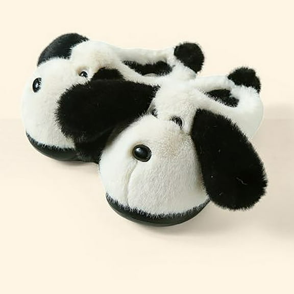 XIMIN Kid Boys Girls Fuzzy Dog Slippers Soft Faux Fur Furry Cute Puppy Slippers Memory Foam Plush Lining House Shoes Indoor Outdoor Winter Cute Slippers