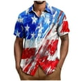thumbnail image 2 of COSFO Casual Shirts for Men Collared Button Down Short Sleeve Tops Regular Fit Independence Day Cotton Linen Mens Shirt, 2 of 5
