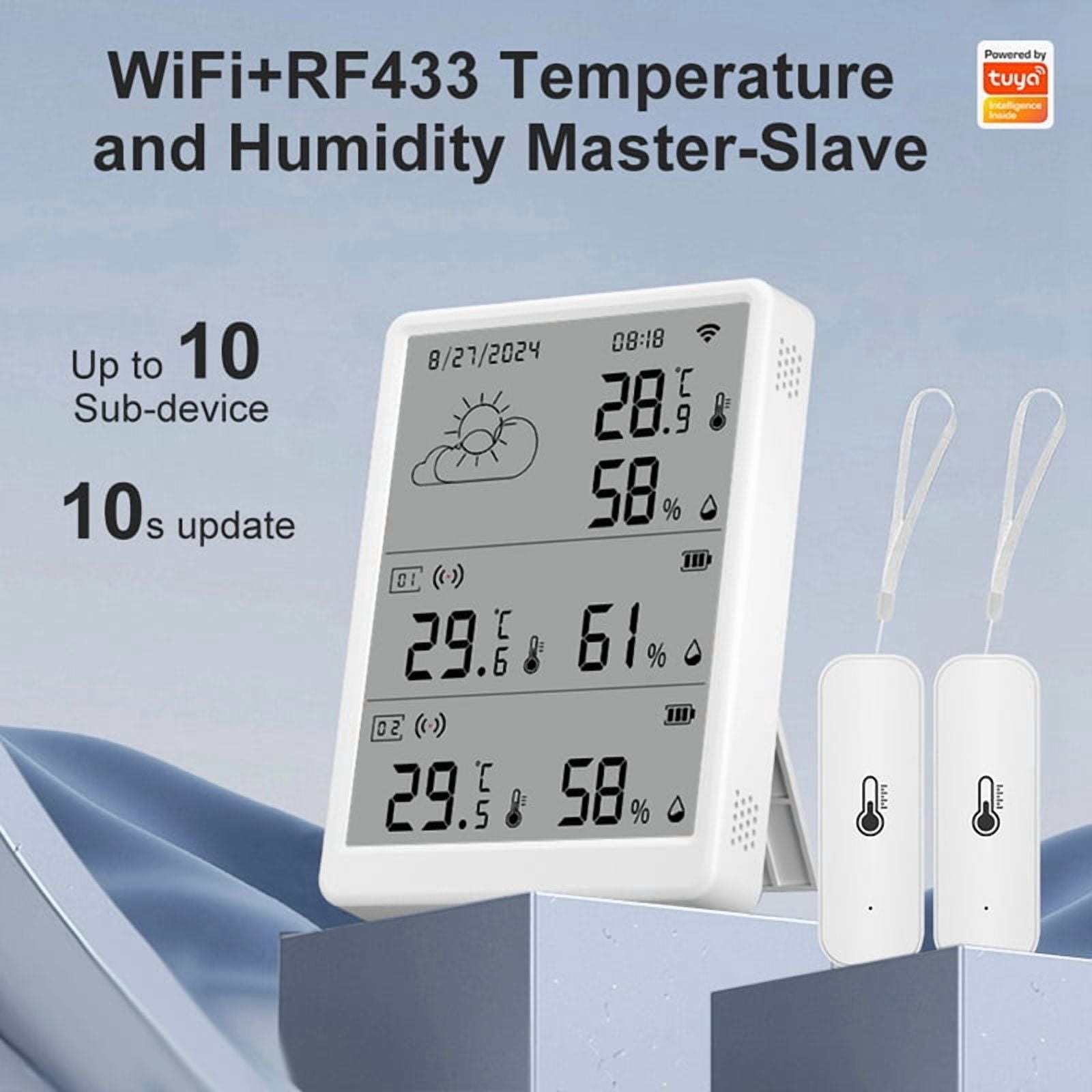 Tuya WIFI Weather Station Digital Forecast Screen 10 WiFi+RF433 Sensors Thermometer Hygrometer Support Voice Control
