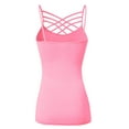 thumbnail image 3 of URBAN DAIZY Women's Seamless Triple Criss Cross Front Cami Top Lattice Strappy Tank Spaghetti Strap Camisole Undershirt A33_6660 Bright Pink 1X/2X, 3 of 7