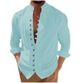 thumbnail image 2 of pstuiky camisas de manga larga para hombre, Camisa informal de moda para hombre, con cuello en V y mangas cortas, transpirable y con botones. tops de invierno para hombre s, 2 of 6