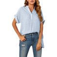 thumbnail image 1 of SAYOO , camisetas de manga corta para mujer, Color sólido/estampado, verano, cuello en V, blusas casuales sueltas, blusa, ropa de calle SAYOO Moda, 1 of 7