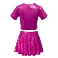 thumbnail image 5 of Happy Cherry Shiny Skirt Top Set for Kids Girl Metallic Dance Outfit Top Sequin Dress Performance Sparkly Disco Clothes Short Sleeve Crop Top with Skirt 4-5 Years, 5 of 7
