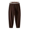 thumbnail image 4 of QIYAGBSA Men's Tie Waist Harem Pants Relaxed Drop Crotch Tapered Leg Casual Trousers with Side Pockets Streetwear Style (Brown, 3XL), 4 of 7