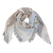 Soft Abstract Tapestry Square Scarf with Tassels