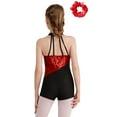 thumbnail image 2 of Alvivi Kids Girls Sequins Gymnastics Dance Leotard Sleeveless Trembling Short Jumpsuit with Headwear Red 8, 2 of 7