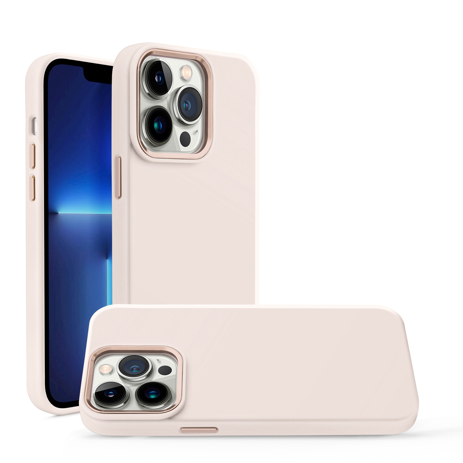 For Apple iPhone 11 (6.1") Hybrid Liquid Silicone Rubber with Metal Buttons and Camera Edges Protective Shockproof Slim Cover ,Xpm Phone Case [ Beige ] - image 2 of 3