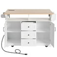 thumbnail image 3 of K&K 55" Rolling Kitchen Island with Charging Station - White, 3 of 8