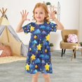 thumbnail image 5 of Starry Sky Star Pattern Girls Short Sleeve Dress A Line Sun Protection Breathable Comfort Sundress 7-8T, 5 of 8
