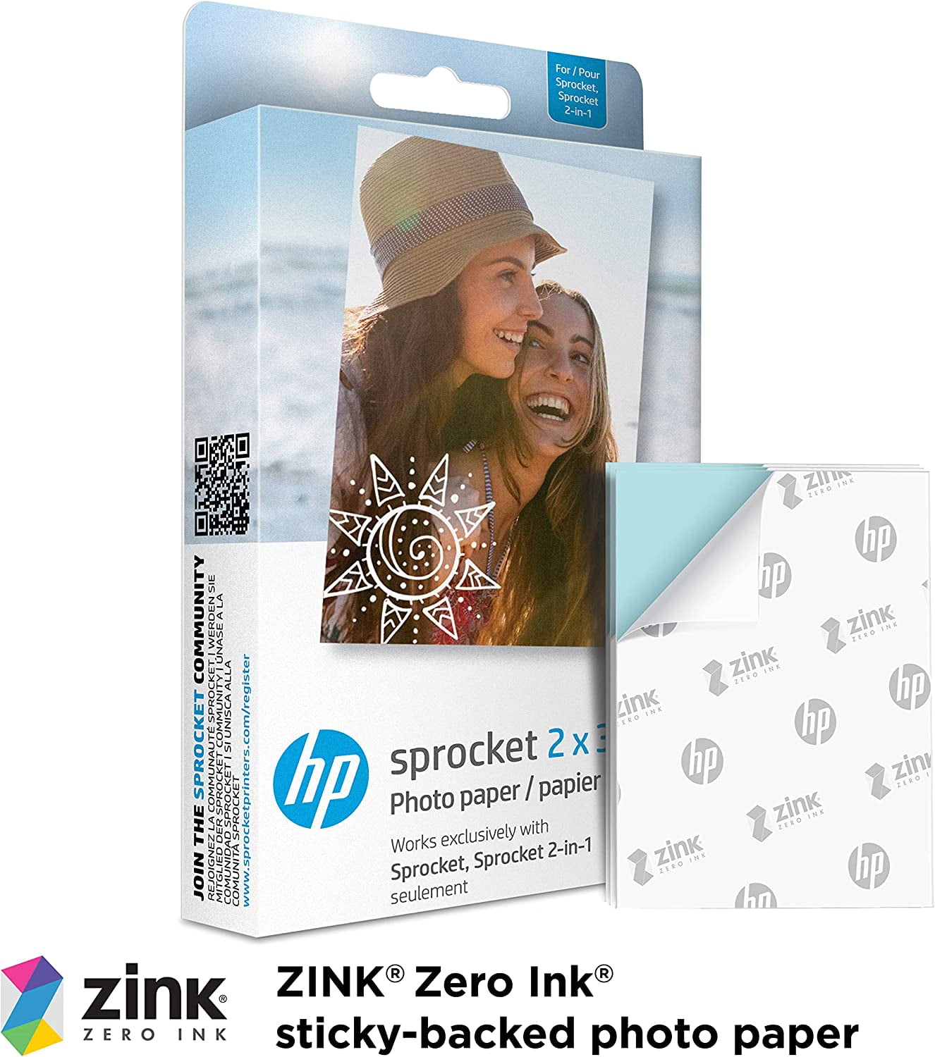 Sprocket 2x3 Premium Zink Sticky Back Photo Paper (20 Sheets) Compatible  with Sprocket Photo Printers. 