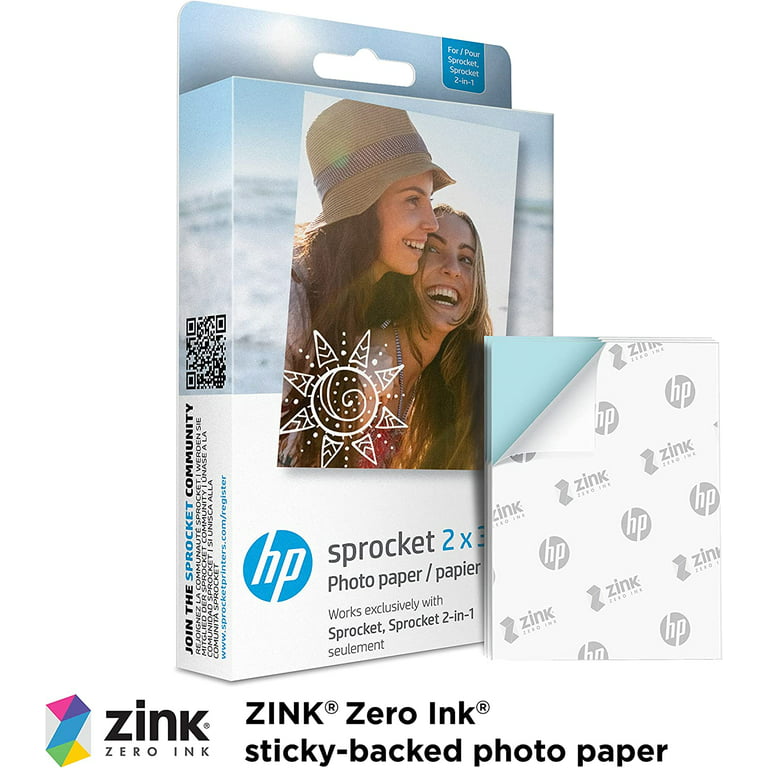 HP Sprocket Printer 2x3", (Luna Pearl) & Zink Paper - Walmart.com