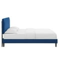 thumbnail image 5 of King Bed Navy Blue Velvet Diamond Stiching Wood Legs, 5 of 7
