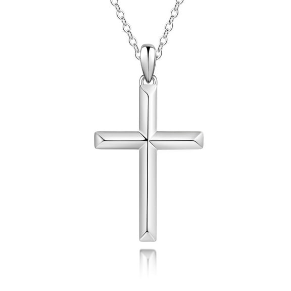 925 Sterling Silver Cross Necklace - Faith Cross Chain Necklaces Small Dainty Pendant Jewelry Gifts for Teenage, First Communion Baptism Birthday Easter