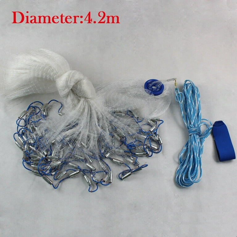14ft Hand Cast Fishing Net Bait Dense Mesh Netting Hollow Sinker Durable  4.2M 